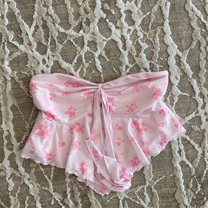 Pink Floral Strapless Top